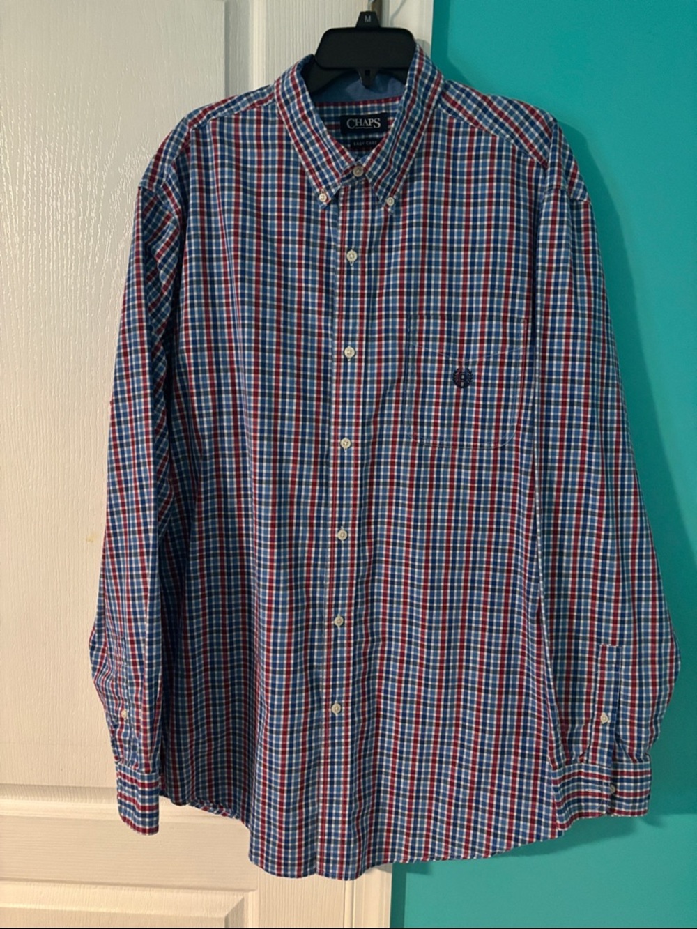 Chaps Men's Red, Blue & White Plaid Button-Down Shirt XXLT